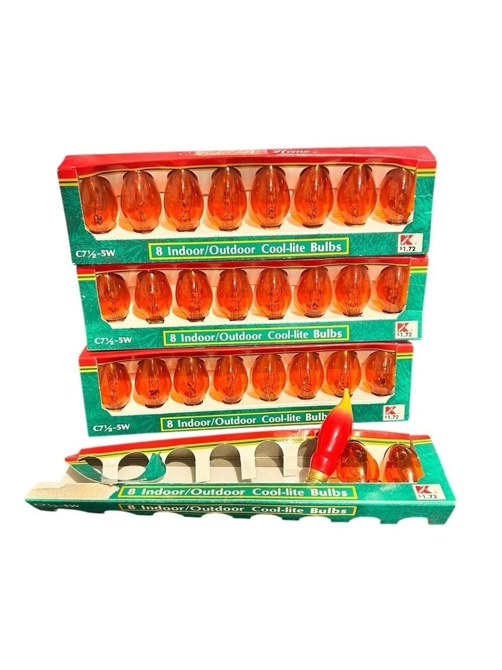 Vintage Christmas Lights Replacement Bulbs 26 Clear Red Orange and 1 Flame